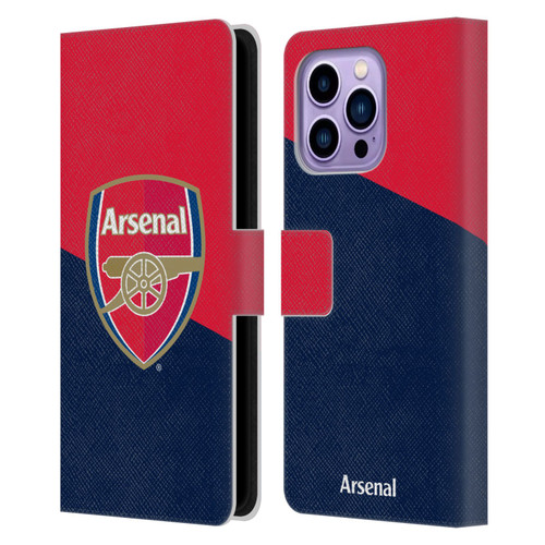 Arsenal FC Crest 2 Red & Blue Logo Leather Book Wallet Case Cover For Apple iPhone 14 Pro Max