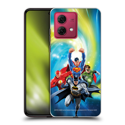 Justice League DC Comics Airbrushed Heroes Galaxy Soft Gel Case for Motorola Moto G84 5G