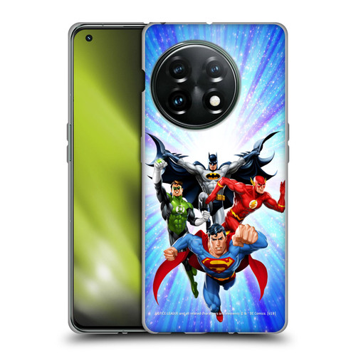 Justice League DC Comics Airbrushed Heroes Blue Purple Soft Gel Case for OnePlus 11 5G