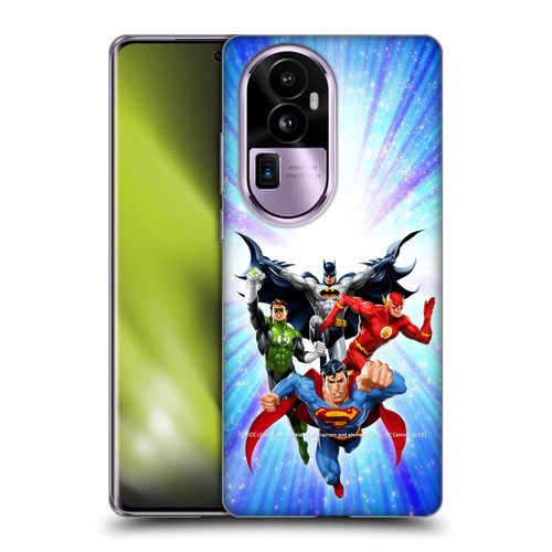 Justice League DC Comics Airbrushed Heroes Blue Purple Soft Gel Case for OPPO Reno10 Pro+