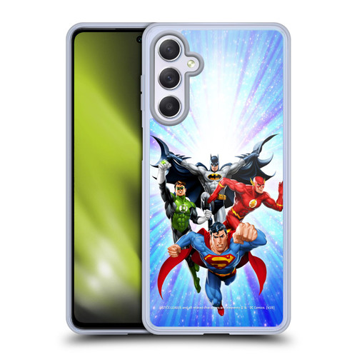 Justice League DC Comics Airbrushed Heroes Blue Purple Soft Gel Case for Samsung Galaxy M54 5G