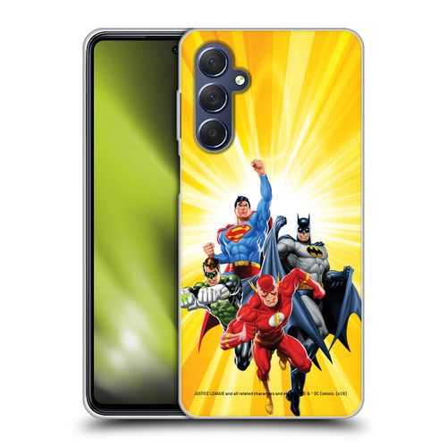 Justice League DC Comics Airbrushed Heroes Yellow Soft Gel Case for Samsung Galaxy M54 5G
