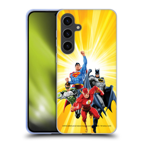 Justice League DC Comics Airbrushed Heroes Yellow Soft Gel Case for Samsung Galaxy S24+ 5G