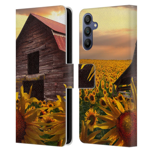 Celebrate Life Gallery Florals Sunflower Dance Leather Book Wallet Case Cover For Samsung Galaxy A15