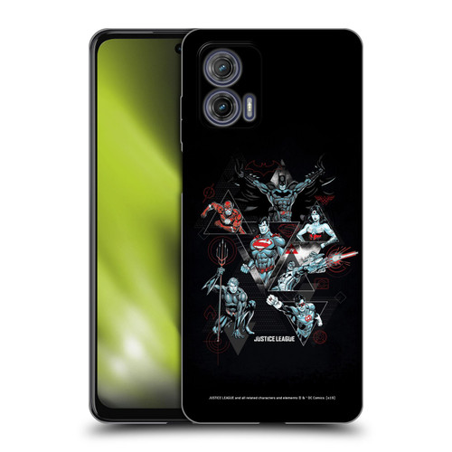 Justice League DC Comics Dark Electric Graphics Heroes Triangle Soft Gel Case for Motorola Moto G73 5G
