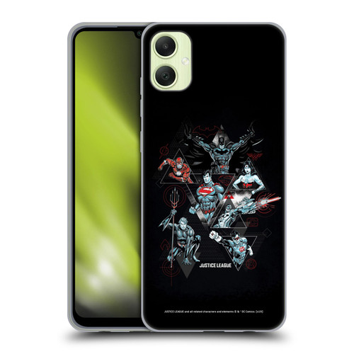 Justice League DC Comics Dark Electric Graphics Heroes Triangle Soft Gel Case for Samsung Galaxy A05