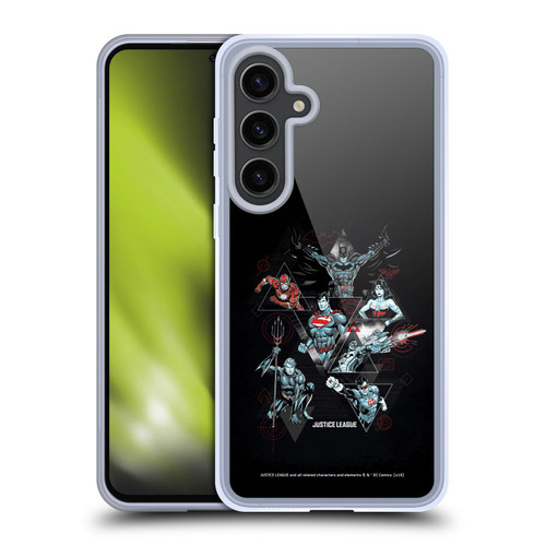 Justice League DC Comics Dark Electric Graphics Heroes Triangle Soft Gel Case for Samsung Galaxy S24+ 5G