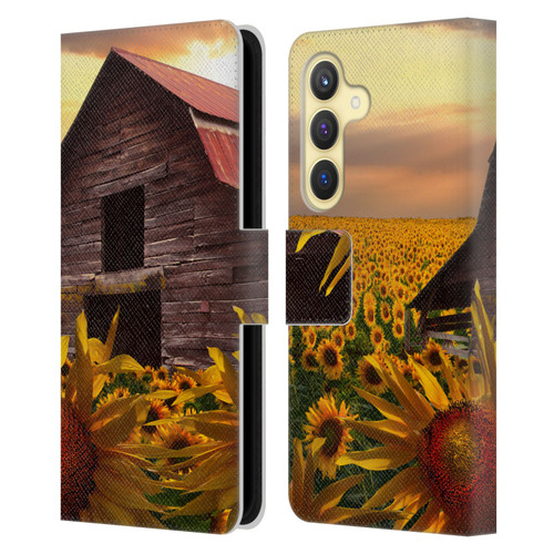 Celebrate Life Gallery Florals Sunflower Dance Leather Book Wallet Case Cover For Samsung Galaxy S24 5G