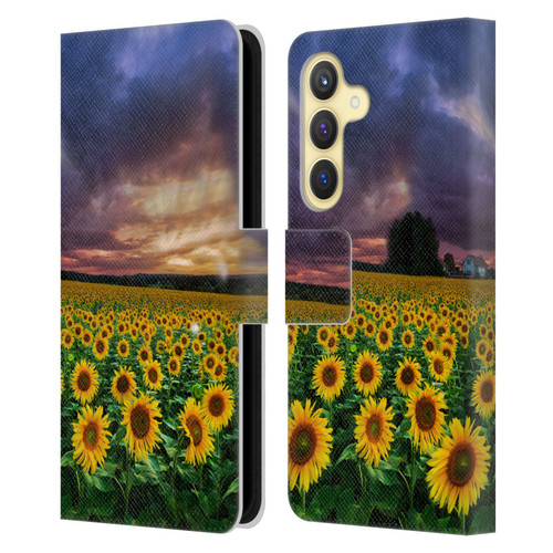 Celebrate Life Gallery Florals Stormy Sunrise Leather Book Wallet Case Cover For Samsung Galaxy S24 5G