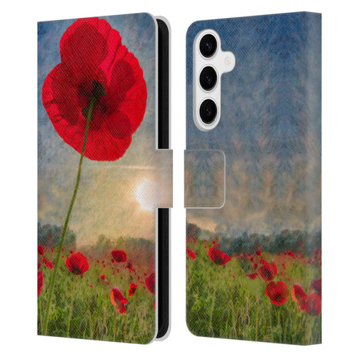 Celebrate Life Gallery Florals Red Flower Leather Book Wallet Case Cover For Samsung Galaxy S24+ 5G