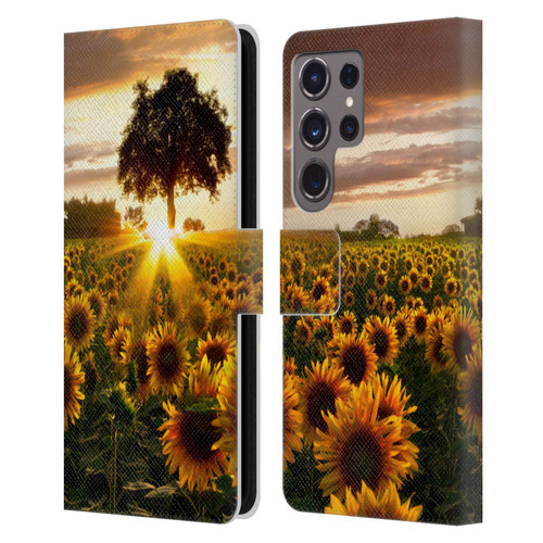 Celebrate Life Gallery Florals Fields Of Gold Leather Book Wallet Case Cover For Samsung Galaxy S24 Ultra 5G