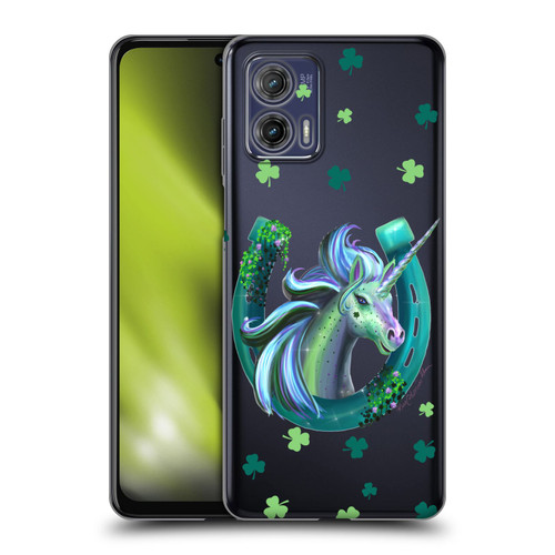 Rose Khan Unicorn Horseshoe Green Shamrock Soft Gel Case for Motorola Moto G73 5G