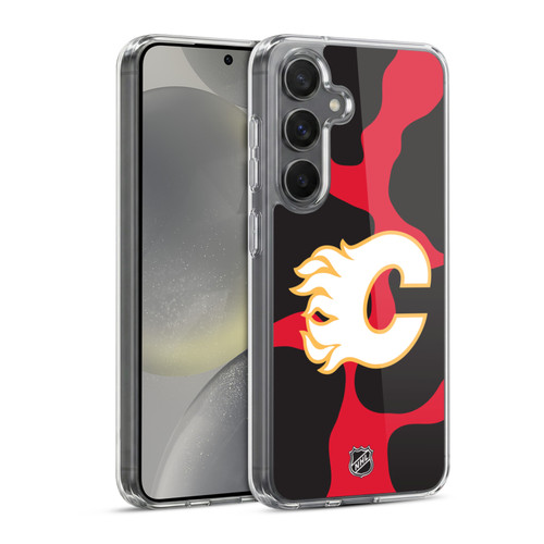 NHL Calgary Flames Cow Pattern Soft Gel Case for Samsung Galaxy S24 5G & MagSafe