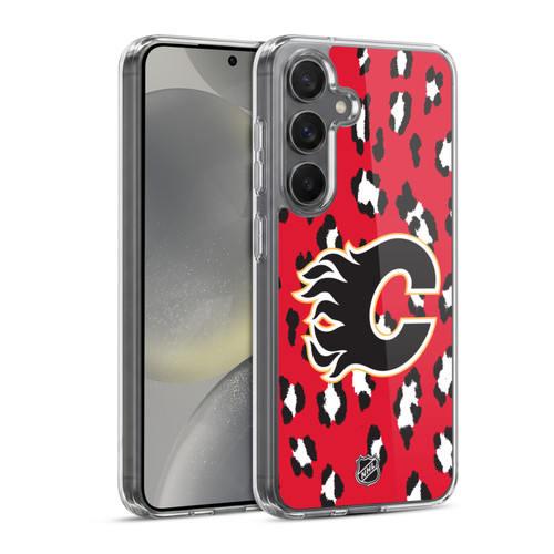 NHL Calgary Flames Leopard Pattern Soft Gel Case for Samsung Galaxy S24 5G & MagSafe