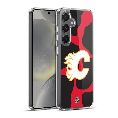 NHL Calgary Flames Cow Pattern Soft Gel Case for Samsung Galaxy S24+ 5G & MagSafe