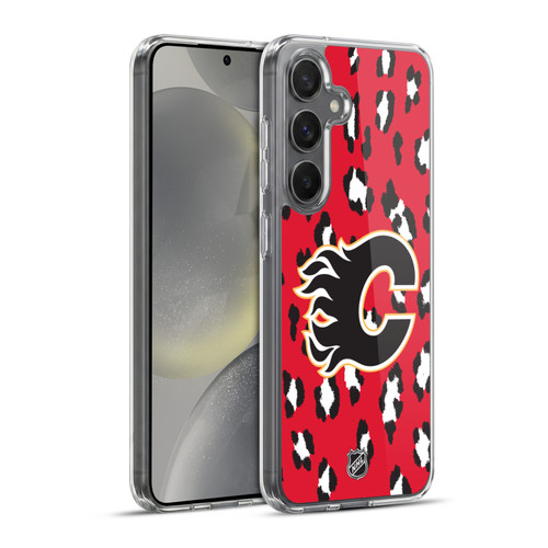 NHL Calgary Flames Leopard Pattern Soft Gel Case for Samsung Galaxy S24+ 5G & MagSafe