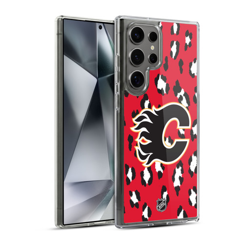 NHL Calgary Flames Leopard Pattern Soft Gel Case for Samsung Galaxy S24 Ultra 5G & MagSafe