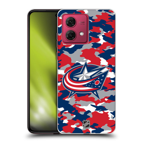 NHL Columbus Blue Jackets Camouflage Soft Gel Case for Motorola Moto G84 5G