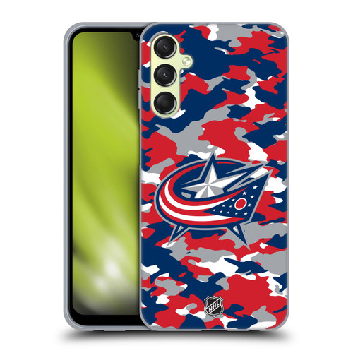 NHL Columbus Blue Jackets Camouflage Soft Gel Case for Samsung Galaxy A24 4G / Galaxy M34 5G