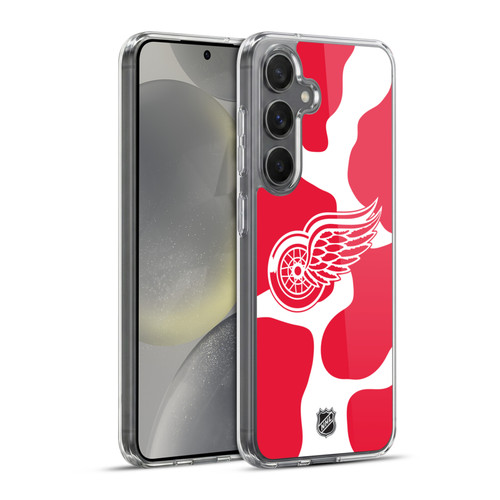 NHL Detroit Red Wings Cow Pattern Soft Gel Case for Samsung Galaxy S24+ 5G & MagSafe