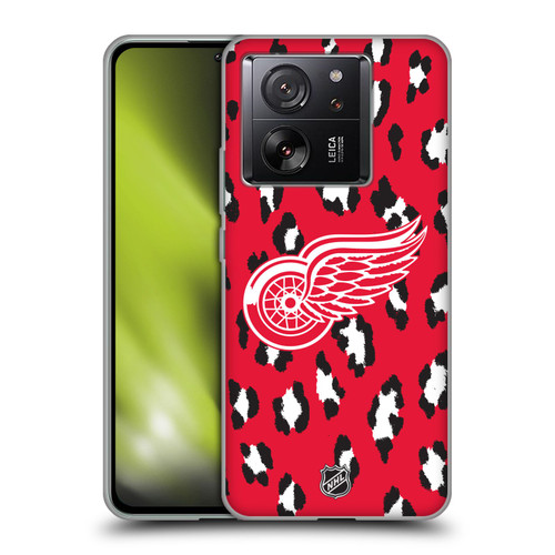 NHL Detroit Red Wings Leopard Patten Soft Gel Case for Xiaomi 13T 5G / 13T Pro 5G