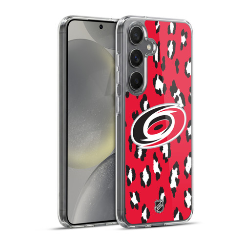 NHL Carolina Hurricanes Leopard Pattern Soft Gel Case for Samsung Galaxy S24+ 5G