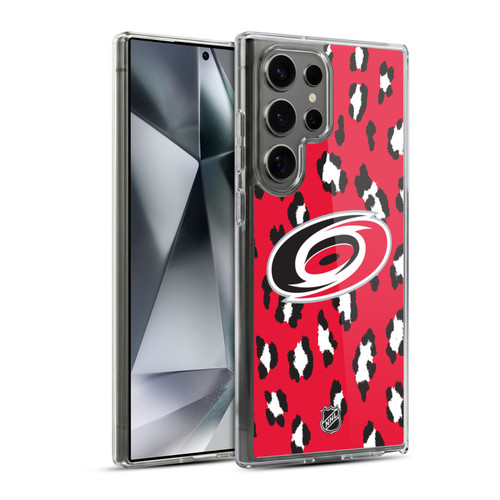 NHL Carolina Hurricanes Leopard Pattern Soft Gel Case for Samsung Galaxy S24 Ultra 5G