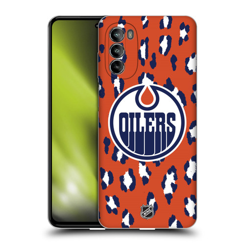 NHL Edmonton Oilers Leopard Patten Soft Gel Case for Motorola Moto G82 5G