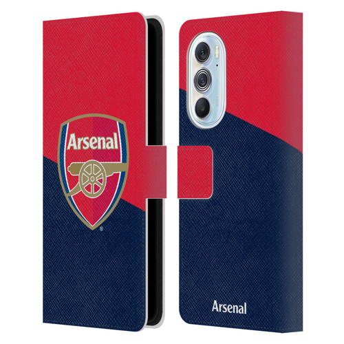 Arsenal FC Crest 2 Red & Blue Logo Leather Book Wallet Case Cover For Motorola Edge X30