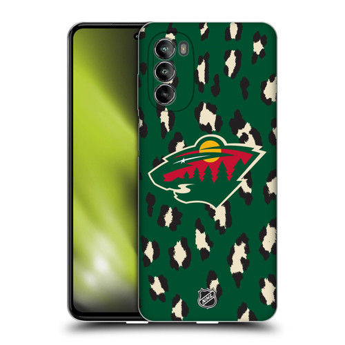 NHL Minnesota Wild Leopard Patten Soft Gel Case for Motorola Moto G82 5G