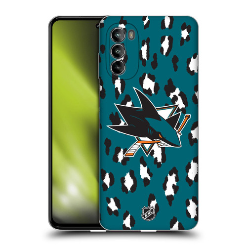 NHL San Jose Sharks Leopard Patten Soft Gel Case for Motorola Moto G82 5G