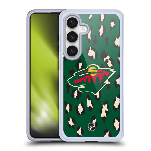 NHL Minnesota Wild Leopard Pattern Soft Gel Case for Samsung Galaxy S24 5G