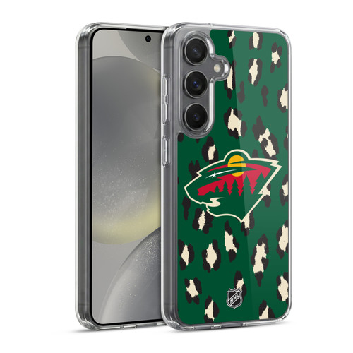 NHL Minnesota Wild Leopard Pattern Soft Gel Case for Samsung Galaxy S24 5G