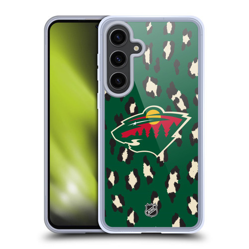 NHL Minnesota Wild Leopard Pattern Soft Gel Case for Samsung Galaxy S24+ 5G