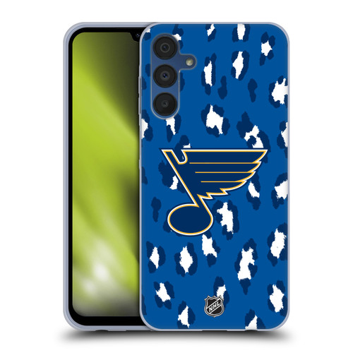 NHL St Louis Blues Leopard Pattern Soft Gel Case for Samsung Galaxy A15 & MagSafe