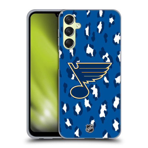 NHL St Louis Blues Leopard Patten Soft Gel Case for Samsung Galaxy A24 4G / Galaxy M34 5G