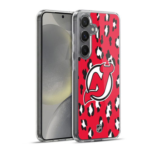 NHL New Jersey Devils Leopard Pattern Soft Gel Case for Samsung Galaxy S24+ 5G