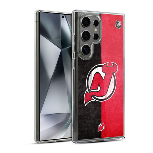 NHL New Jersey Devils Half Distressed Soft Gel Case for Samsung Galaxy S24 Ultra 5G