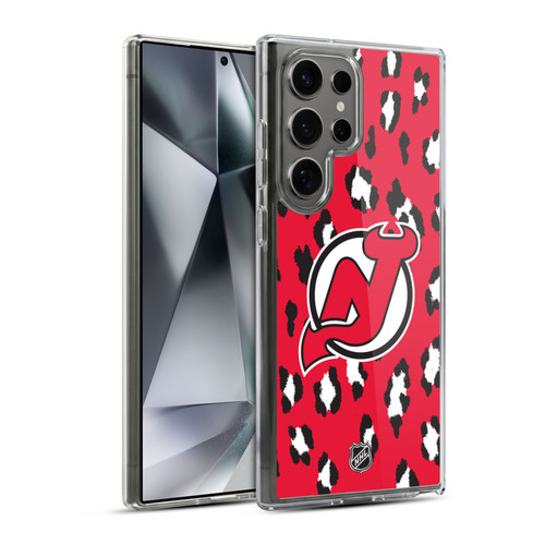 NHL New Jersey Devils Leopard Pattern Soft Gel Case for Samsung Galaxy S24 Ultra 5G