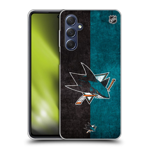NHL San Jose Sharks Half Distressed Soft Gel Case for Samsung Galaxy M54 5G