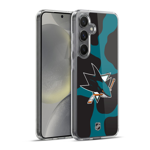 NHL San Jose Sharks Cow Pattern Soft Gel Case for Samsung Galaxy S24+ 5G