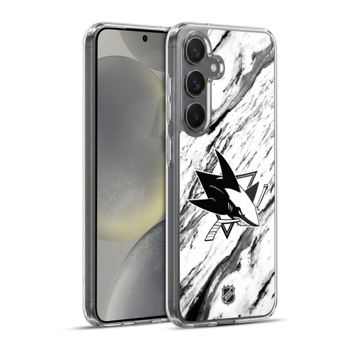 NHL San Jose Sharks Marble Soft Gel Case for Samsung Galaxy S24+ 5G