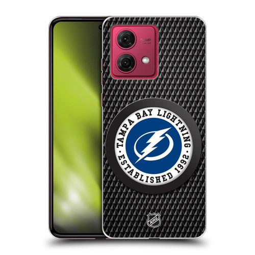 NHL Tampa Bay Lightning Puck Texture Soft Gel Case for Motorola Moto G84 5G
