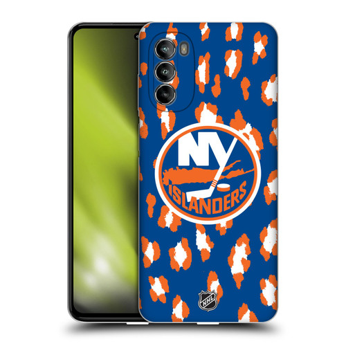 NHL New York Islanders Leopard Patten Soft Gel Case for Motorola Moto G82 5G
