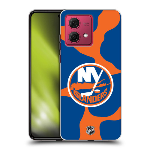 NHL New York Islanders Cow Pattern Soft Gel Case for Motorola Moto G84 5G