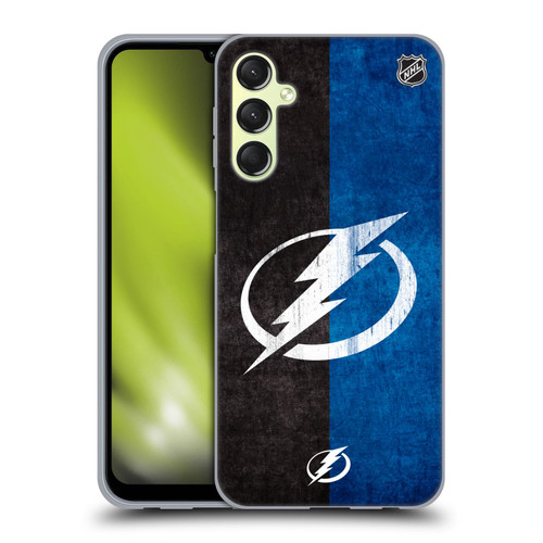 NHL Tampa Bay Lightning Half Distressed Soft Gel Case for Samsung Galaxy A24 4G / Galaxy M34 5G