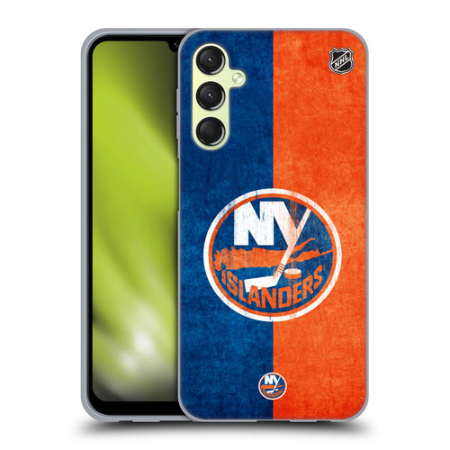 NHL New York Islanders Half Distressed Soft Gel Case for Samsung Galaxy A24 4G / Galaxy M34 5G