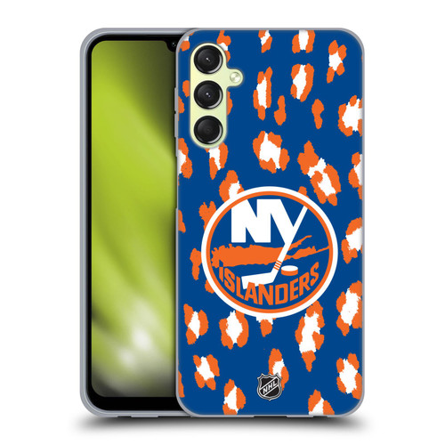 NHL New York Islanders Leopard Patten Soft Gel Case for Samsung Galaxy A24 4G / Galaxy M34 5G