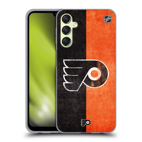 NHL Philadelphia Flyers Half Distressed Soft Gel Case for Samsung Galaxy A24 4G / Galaxy M34 5G