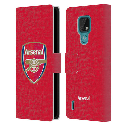 Arsenal FC Crest 2 Full Colour Red Leather Book Wallet Case Cover For Motorola Moto E7